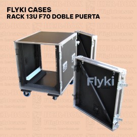 Rack 13U doble puerta, fondo 70 cm, Mesa Sonido. Tapas con patas interiores