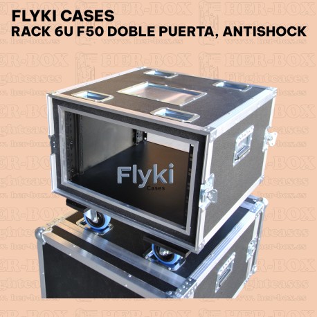 rack 6U doble puerta, DOBLE flotante, ANTI-SHOCK fondo 50 cm, perfil rack doble